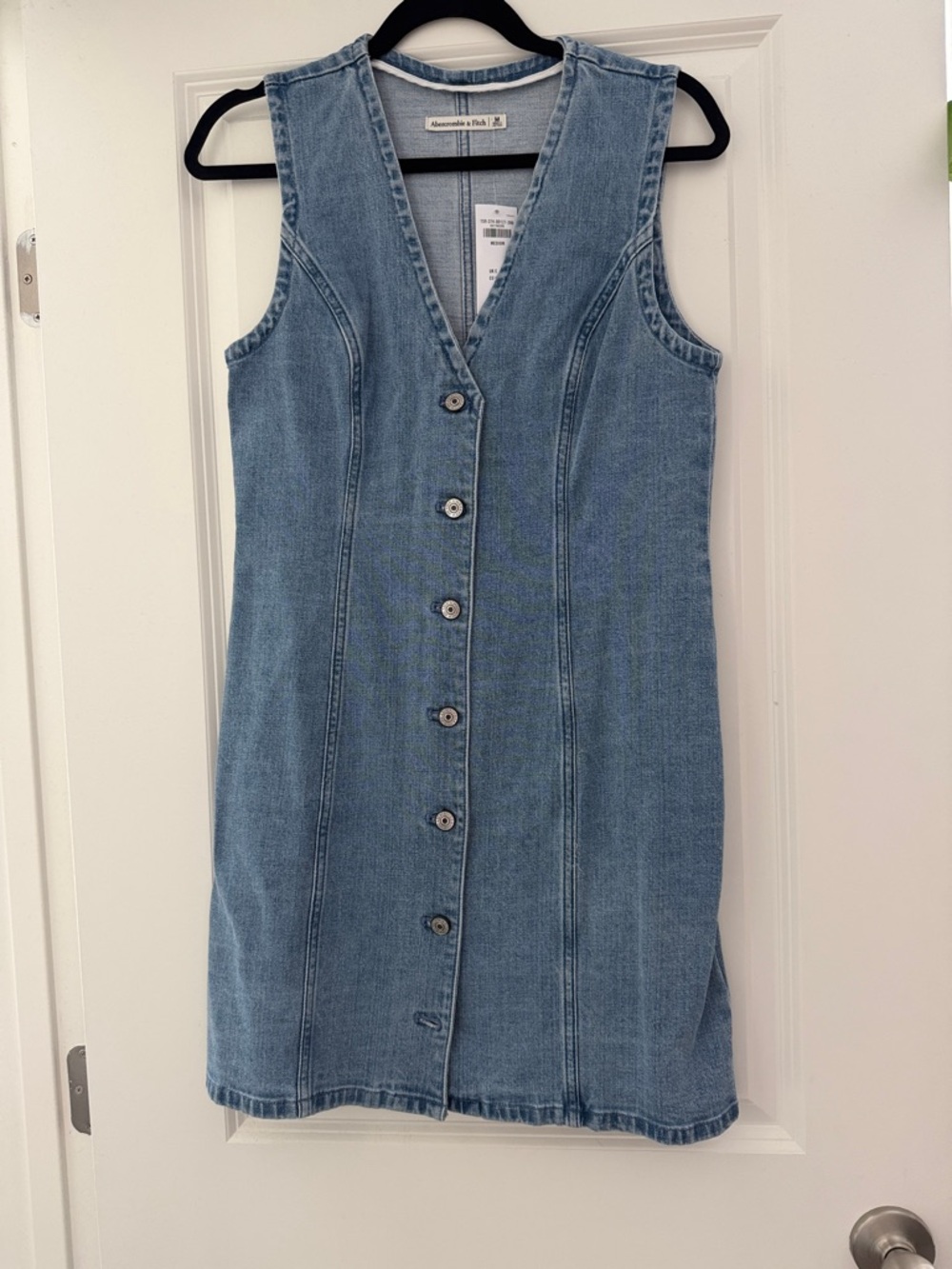 Abercrombie & Fitch Light Blue Denim Button-Front Mini Dress